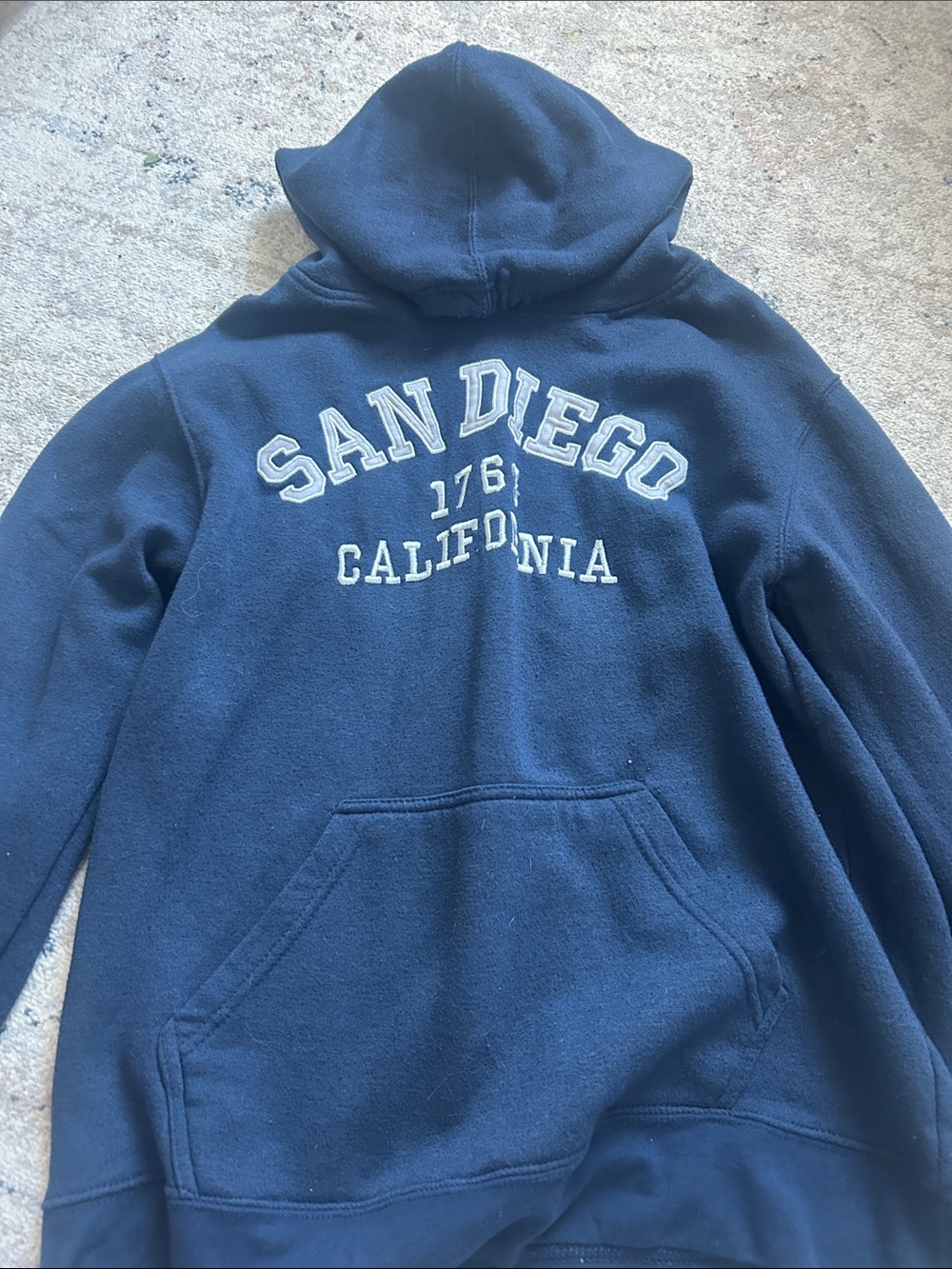 Feeling Hood Navy Pullover Hoodie with White Lettering